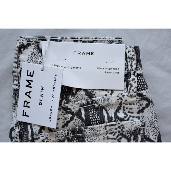 FRAME DENIM WOMEN NWT ALI HIGH RISE CIGARETTE PYTHON PRINT GRIS MULTI JEAN.SZ 27 - Picture 10 of 11
